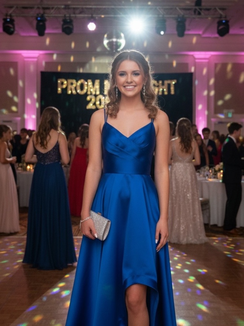 NWT Sequin Hearts Royal Blue Strappy Plunge V Gown (Size 5) - Picture 2 of 14